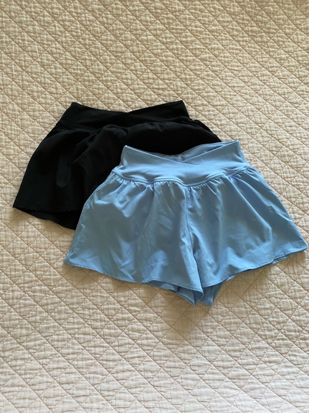 Yogalicious Light Blue and Black Flowy girls shorts